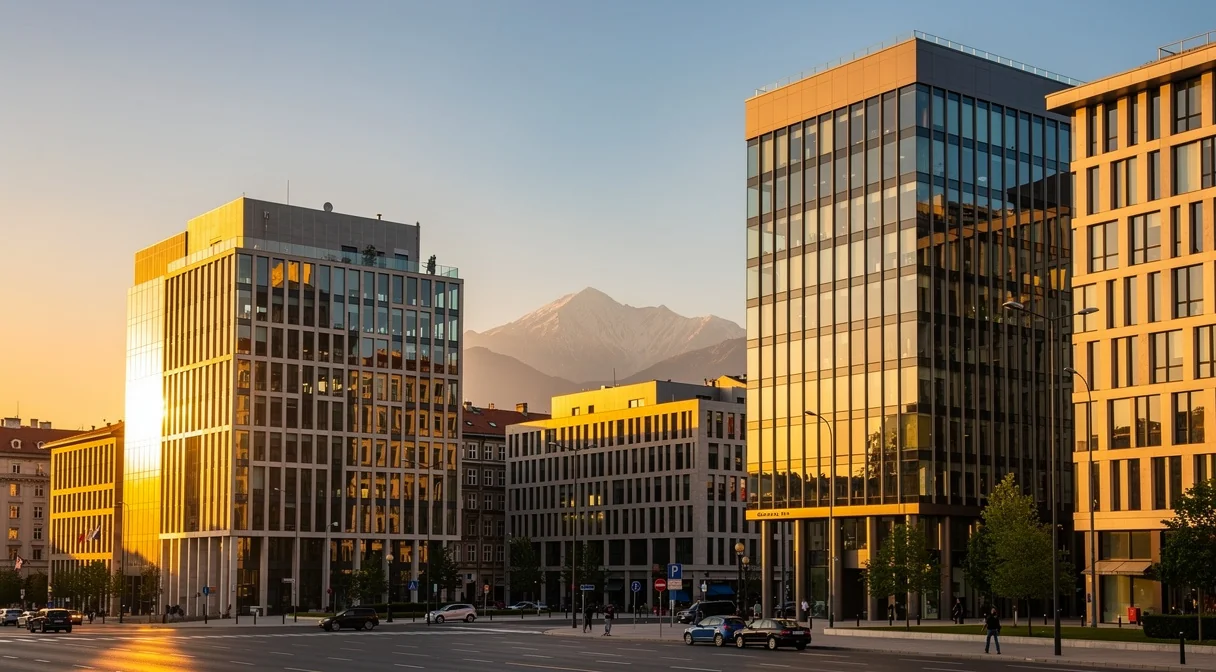 Vue du quartier d'affaires de Sofia avec ses immeubles de bureaux modernes
